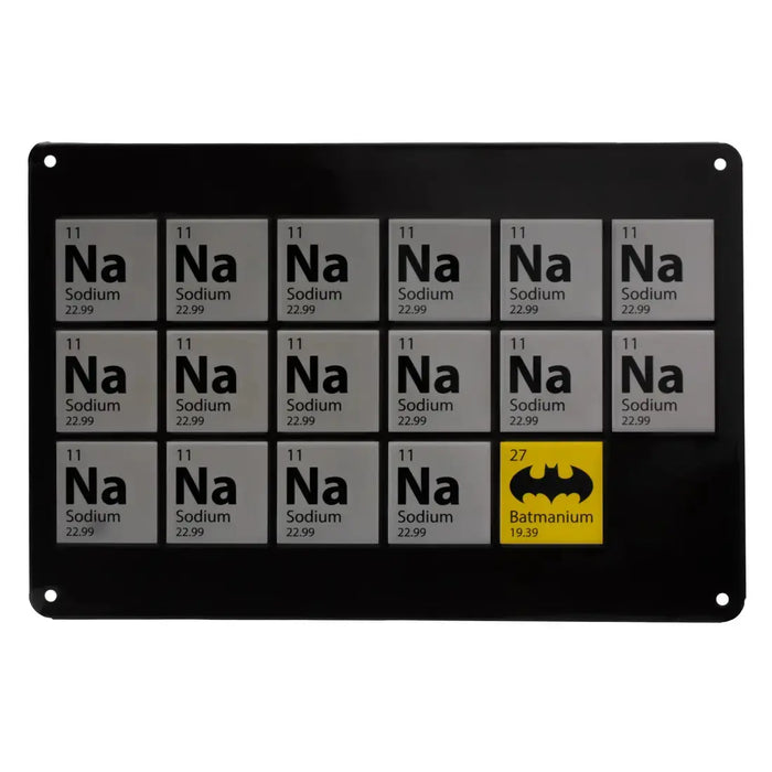 Blechschild Batmanium: das Element Nr. 27 im Periodensystem