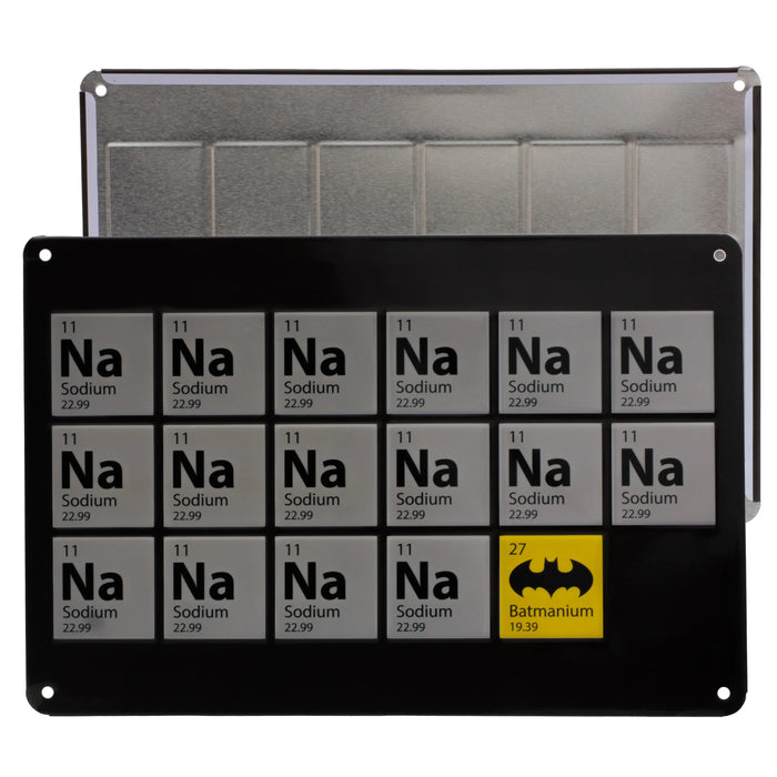 Blechschild Batmanium: das Element Nr. 27 im Periodensystem