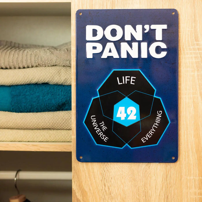 Blechschild Don't Panic 42