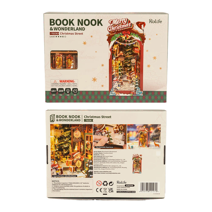Kit de construcción de madera Book Nook – Calle de Navidad 