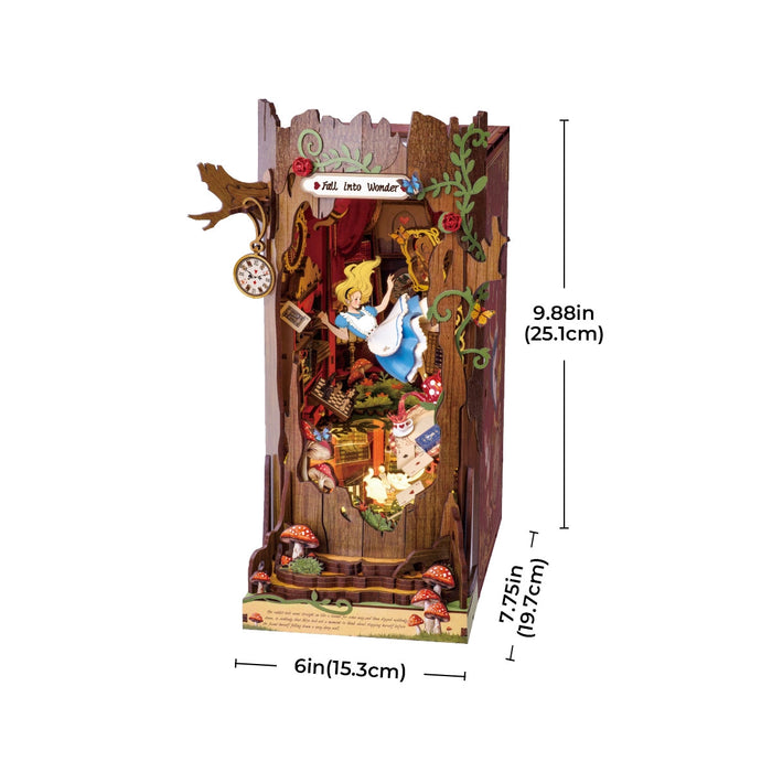 Kit de construction en bois Book Nook – Chute au pays des merveilles 