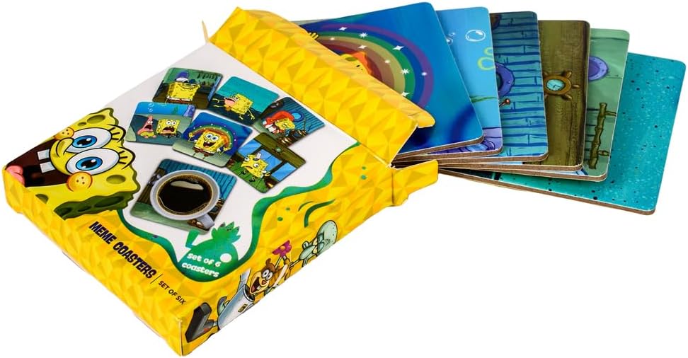 Geplastificeerde SpongeBob meme onderzetters set
