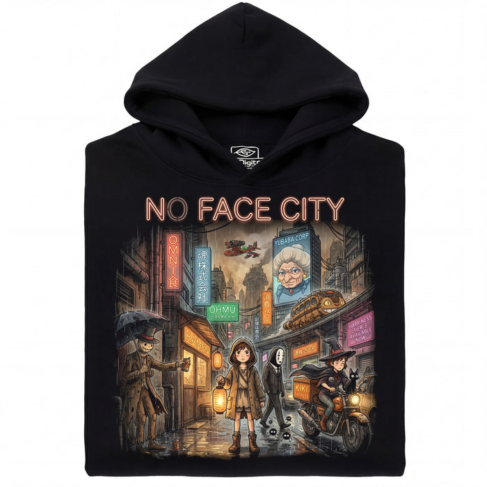 No Face City - Vista principale Hoodie Nero
