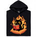 Black Cat Reading "Evil Plans" - Evil Plans with Style - Main View Hoodie Black