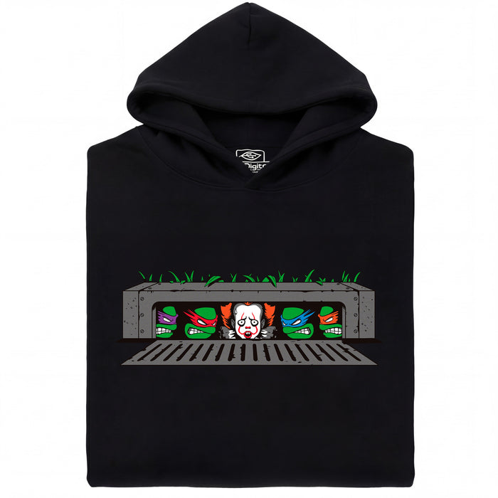 IT vs. Turtles - Hoofdweergave Hoodie Zwart
