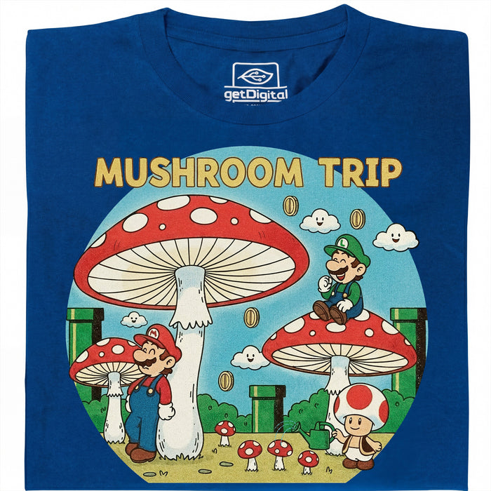 Mushroom Trip - Vooraanzicht T-shirt Blauw