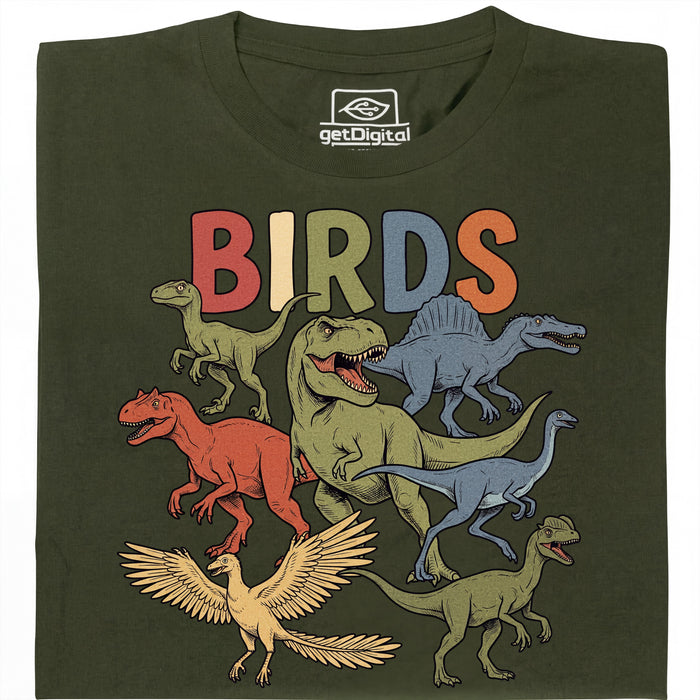 BIRDS - Vooraanzicht T-Shirt Donkergroen