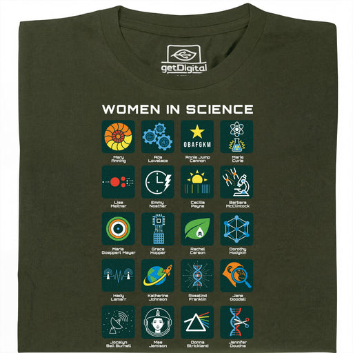 Women in Science - 20 Pionierinnen der Wissenschaft - Hauptansicht T-Shirt Dunkelgrün
