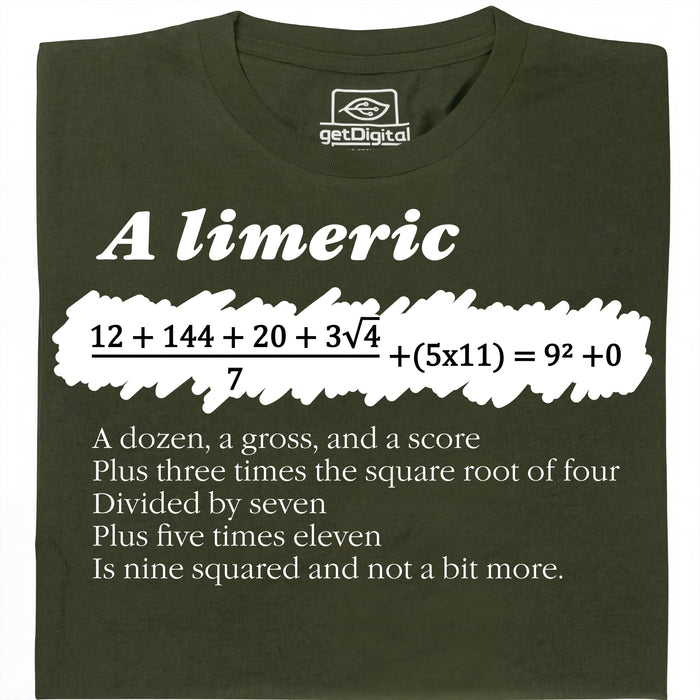 A Limerick - Poema matematico con equazione - Vista principale T-shirt Verde Scuro