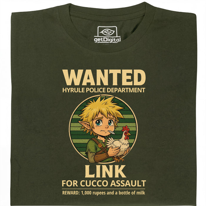 Wanted for Cucco Assault - Hoofdweergave T-Shirt Donkergroen