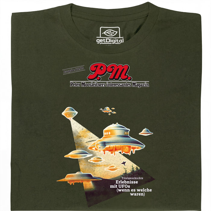 P.M. Magazijn 6/1979 Ervaringen met UFO's - Hoofdaanzicht T-Shirt Donkergroen