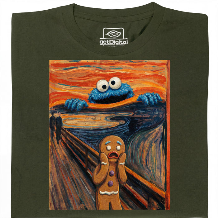 El Grito - Edición Monstruo de las Galletas - Vista principal Camiseta Verde Oscuro