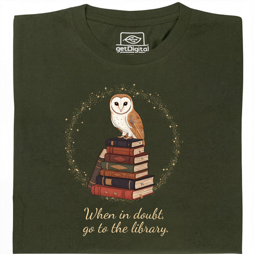 When in doubt, go to the library - Main view T-Shirt Dark Green