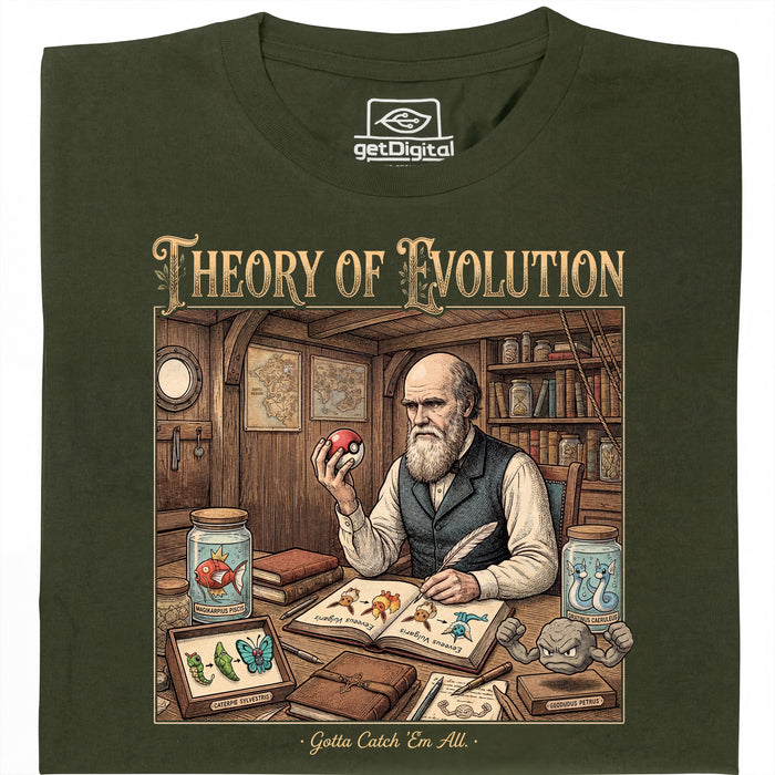 Theory of Evolution - Vista principal Camiseta Verde Oscuro
