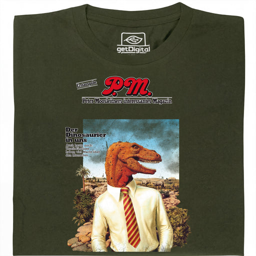 P.M. Magazine 11/1978 De Dinosaurus in Ons - Voorkant T-Shirt Donkergroen