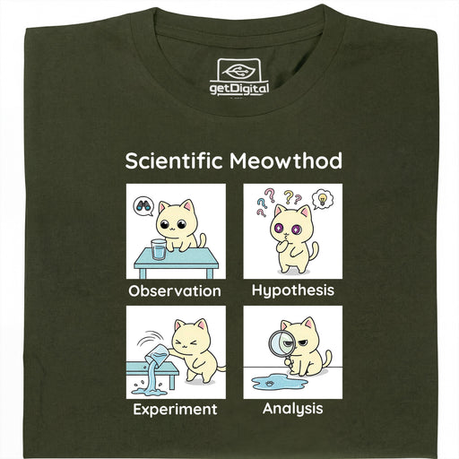 Scientific Meowthod - Hauptansicht T-Shirt Dunkelgrün