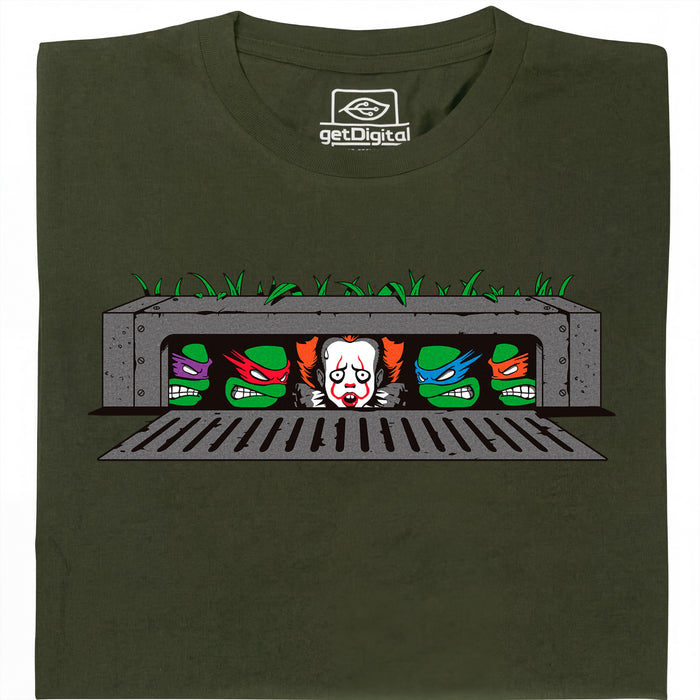 IT vs. Turtles - Hoofdweergave T-Shirt Donkergroen
