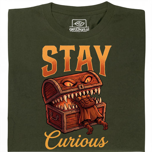 Stay Curious - Hauptansicht T-Shirt Dunkelgrün