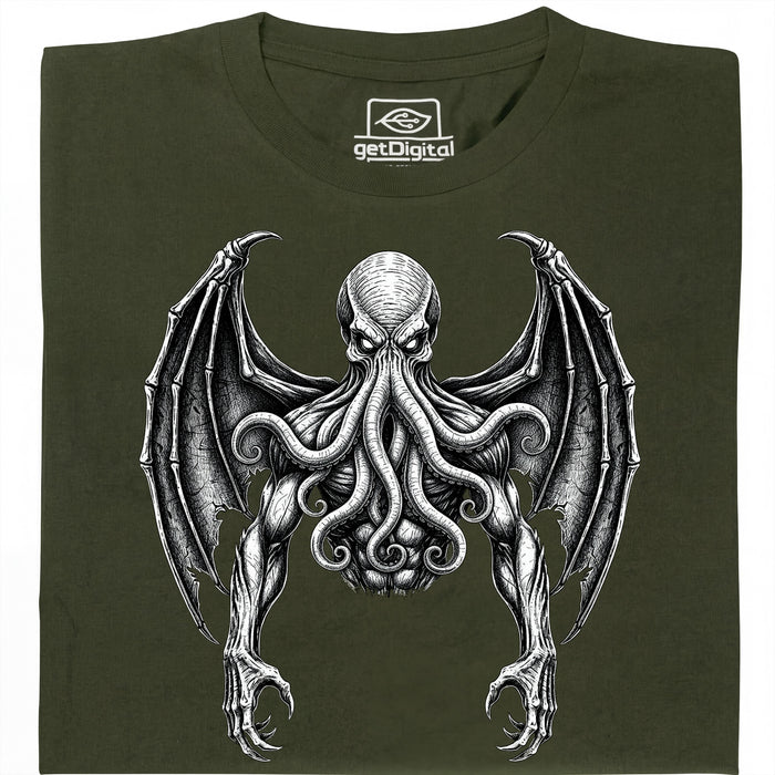 Cthulhu - The Great Old One - Front View T-Shirt Dark Green