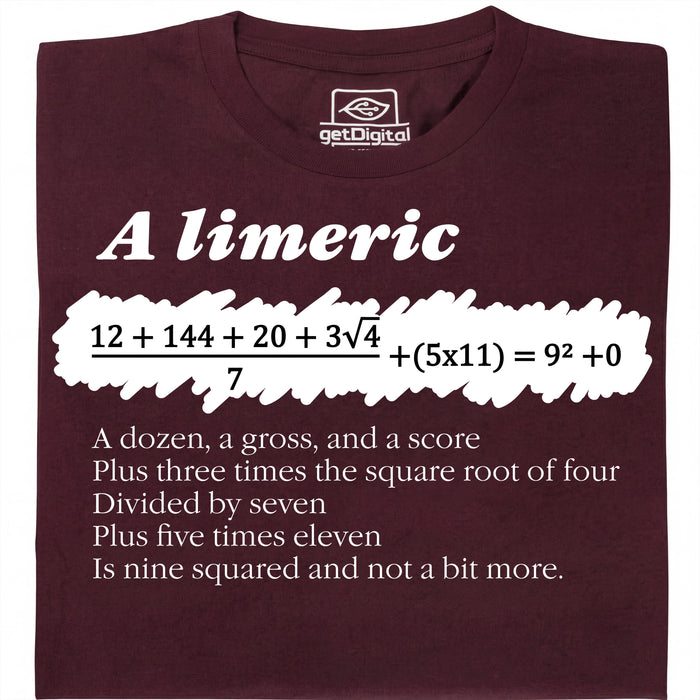 A Limerick - Poema matematico con equazione - Vista principale T-shirt Rosso Scuro