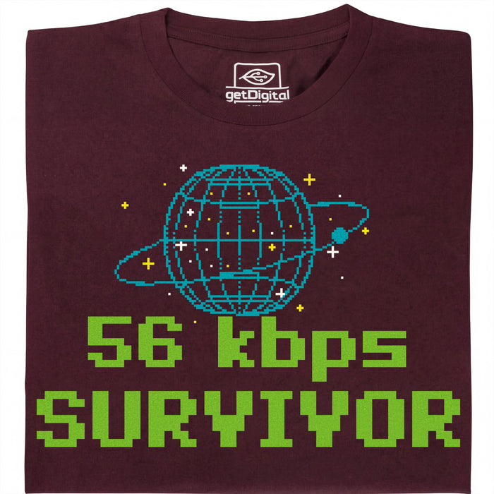 56kbps Survivor - Vue principale T-shirt Rouge Foncé