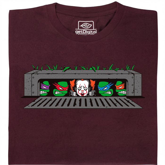 IT vs. Turtles - Hoofdweergave T-Shirt Donkerrood