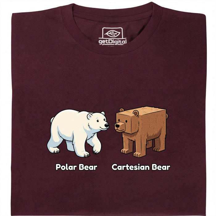 Cartesian Bear - Vista principal Camiseta Rojo Oscuro