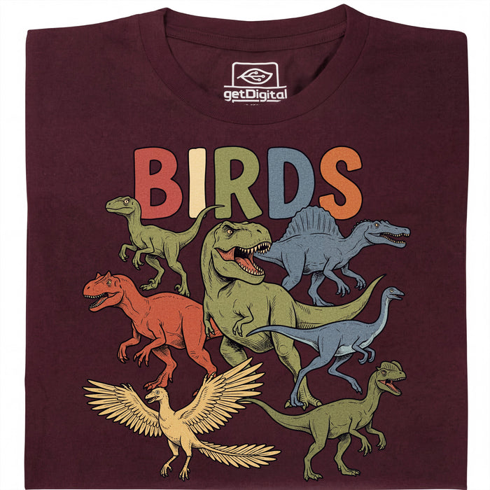 BIRDS - Vooraanzicht T-Shirt Donkerrood