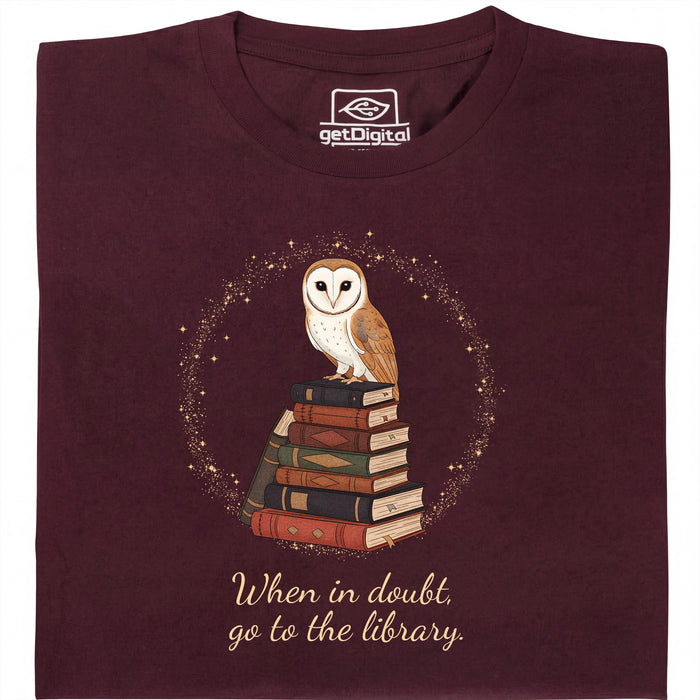 When in doubt, go to the library - Main view T-Shirt Dark Red