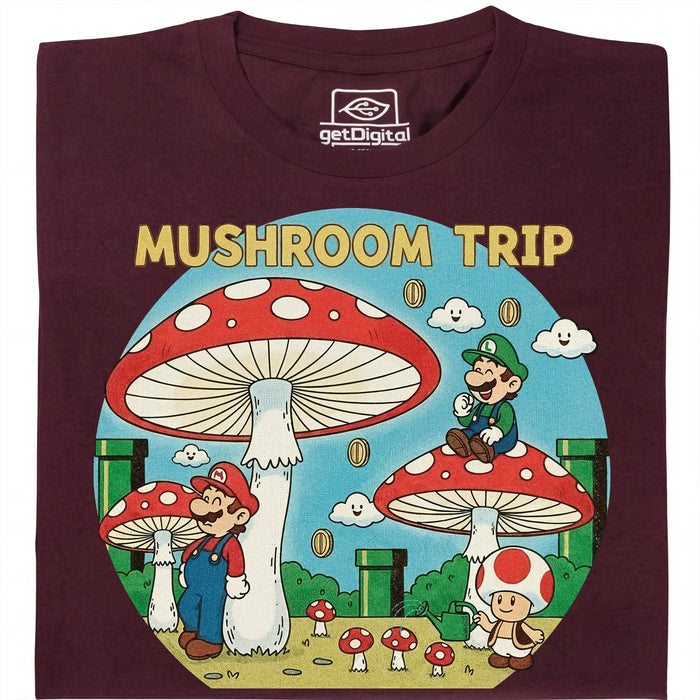 Mushroom Trip - Vooraanzicht T-shirt Donkerrood
