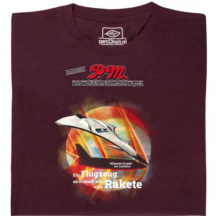 P.M. Magazine 3/1984 Vliegtuig als Raket - Hoofdweergave T-Shirt Donkerrood