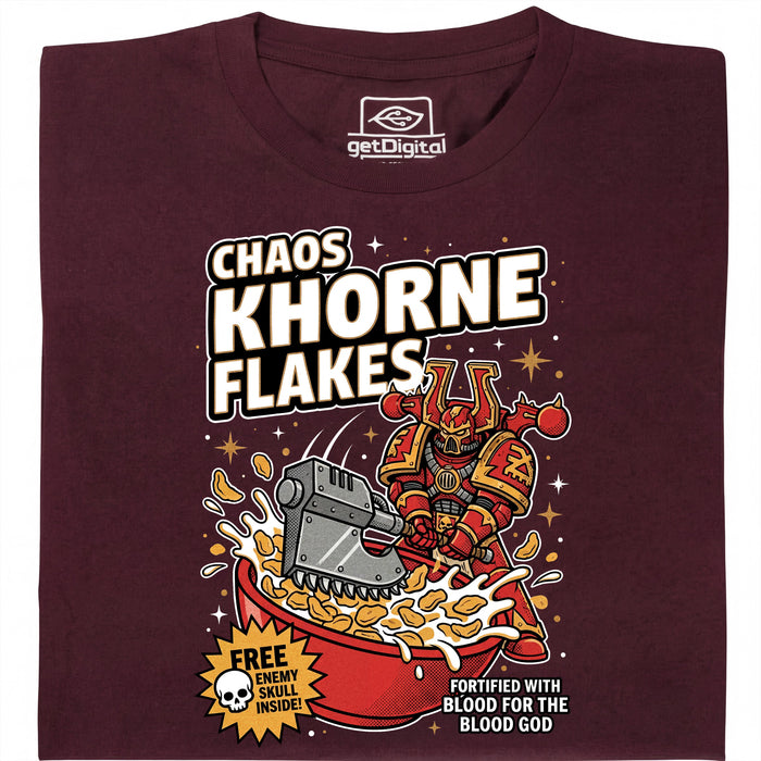 Chaos Khorne Flakes - Vue principale T-Shirt Rouge Foncé