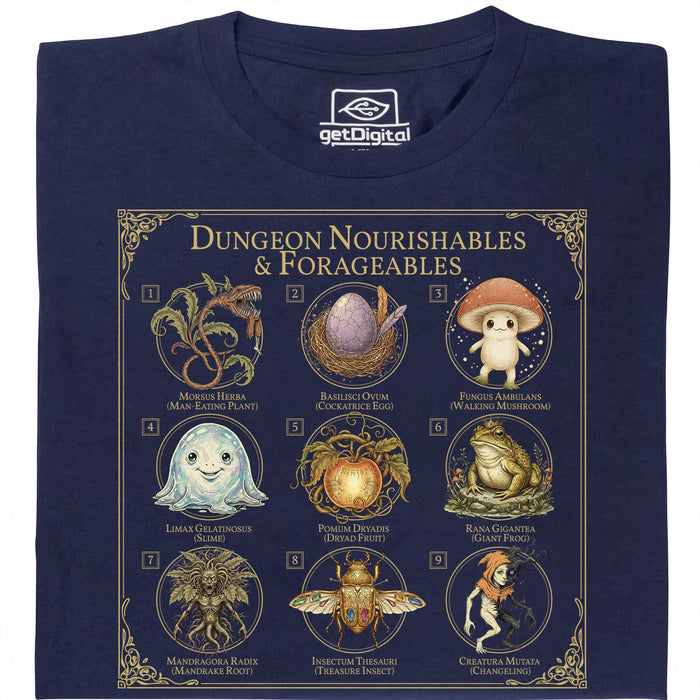 Dungeon Nourishables - Main view T-shirt Navy Blue