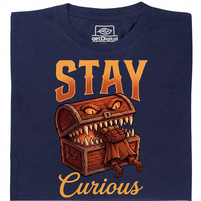 Stay Curious - Vue de face T-Shirt Bleu Marine