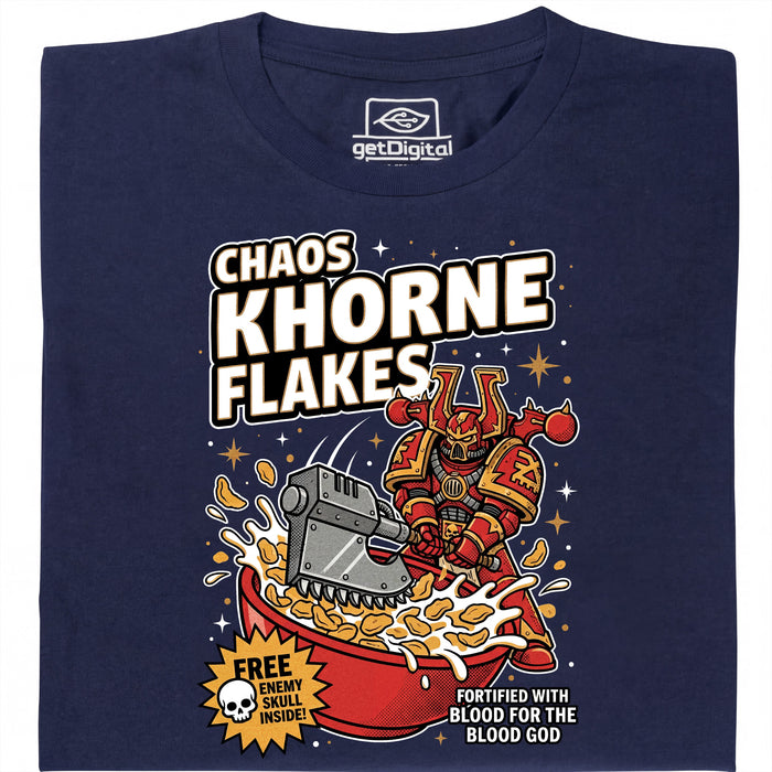 Chaos Khorne Flakes - Vue principale T-Shirt Bleu Marine
