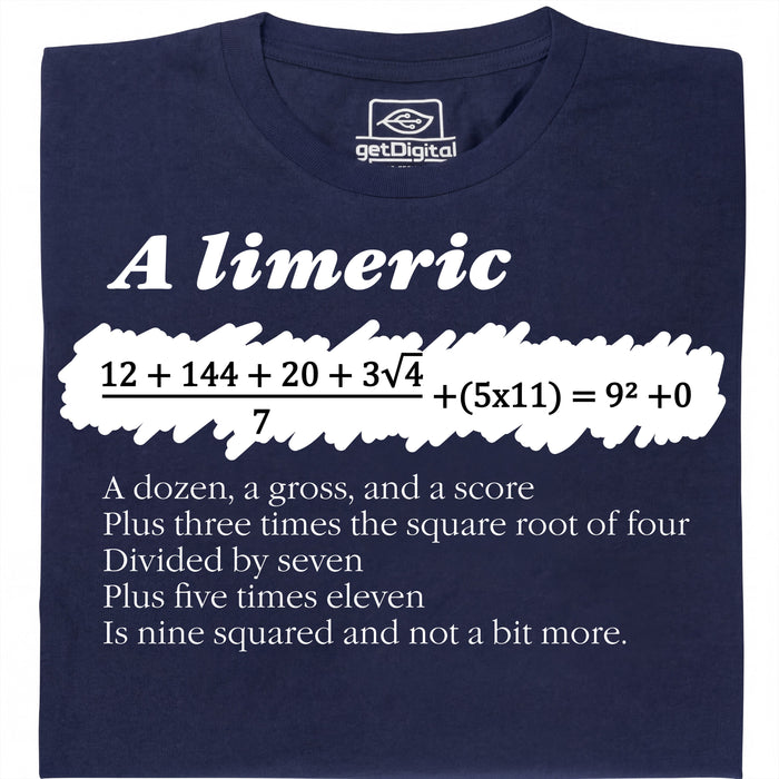 A Limerick - Poema matematico con equazione - Vista principale T-shirt Blu Navy