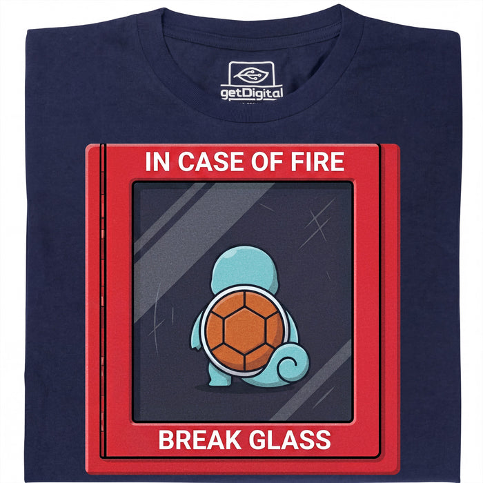 In Case of Fire - Break Glass - Hoofdweergave T-Shirt Marineblauw