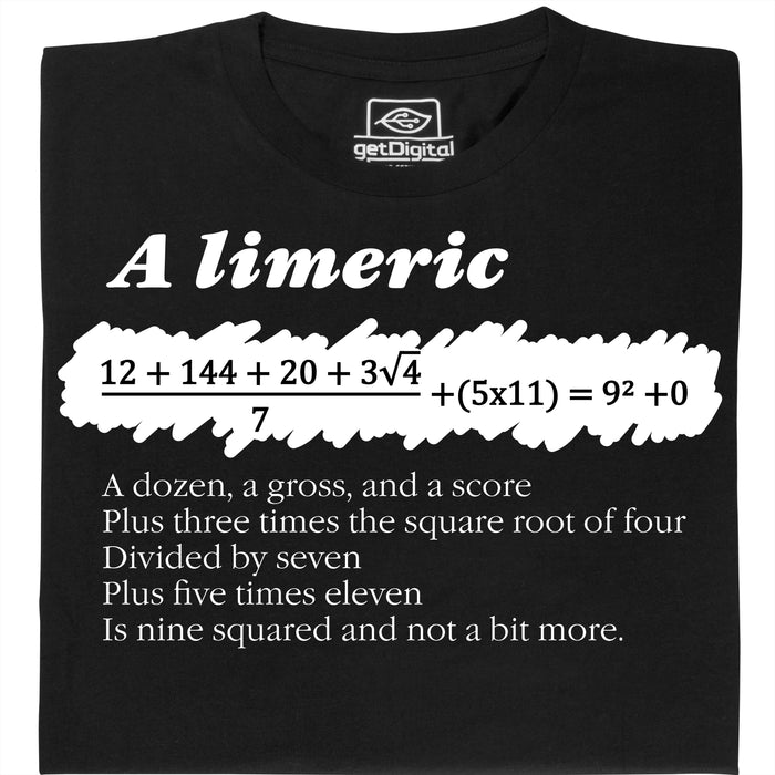 A Limerick - Poema matematico con equazione - Vista principale T-shirt Nero