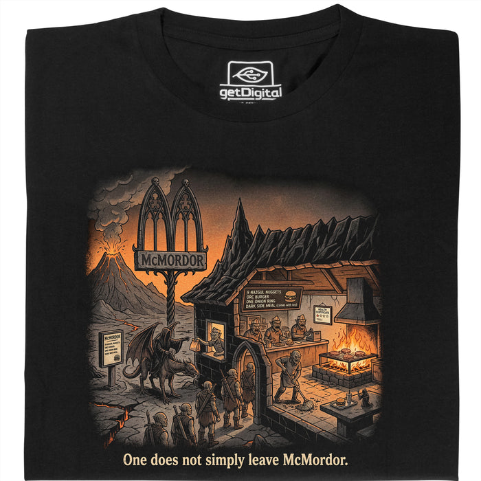 One does not simply leave McMordor - Vista frontal Camiseta Negro