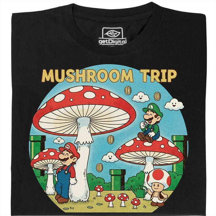 Mushroom Trip - Vooraanzicht T-shirt Zwart
