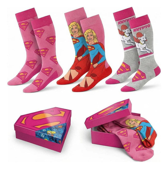 Calzini DC Comics Supergirl e Krypto confezione da 3