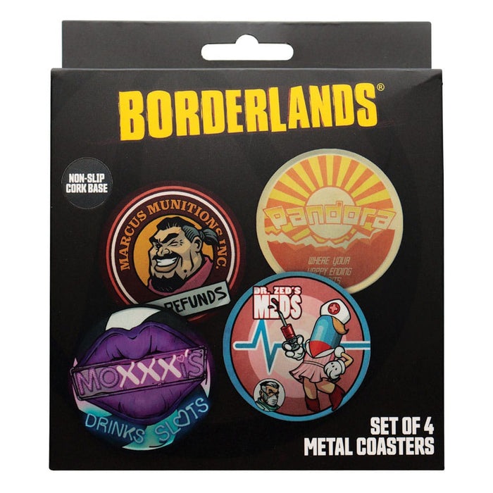 Borderlands Untersetzer 4er-Set (Metall, Kork-Rücken)