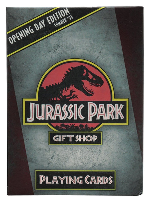 Coffret cadeau Jurassic Park avec jeu de cartes, pin’s et porte-clés