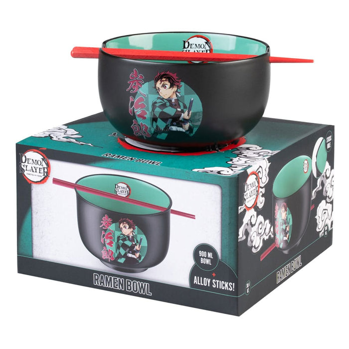 Demon Slayer ramenkom Tanjiro met eetstokjes
