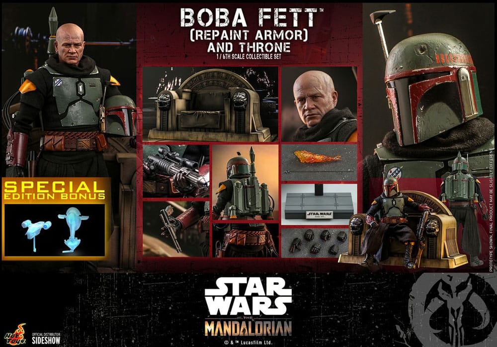 Figurine Star Wars The Mandalorian Boba Fett avec Trône 1:6 Special Edition
