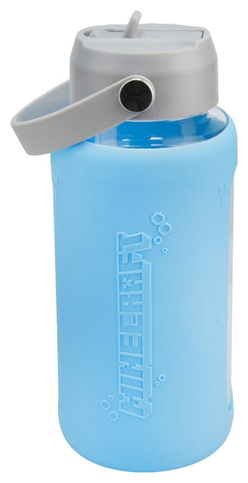 Minecraft Glas-Trinkflasche mit Schutzhülle