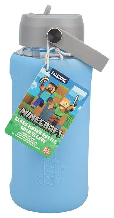 Minecraft Glas-Trinkflasche mit Schutzhülle